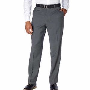 Flat front gray slacks invisible stretch waistband